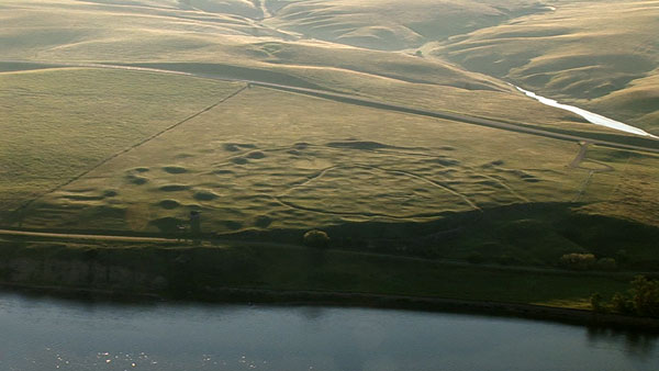  Aerial view of Double Ditch Indian Village in North Dakota. – State Historical Society of North Dakota