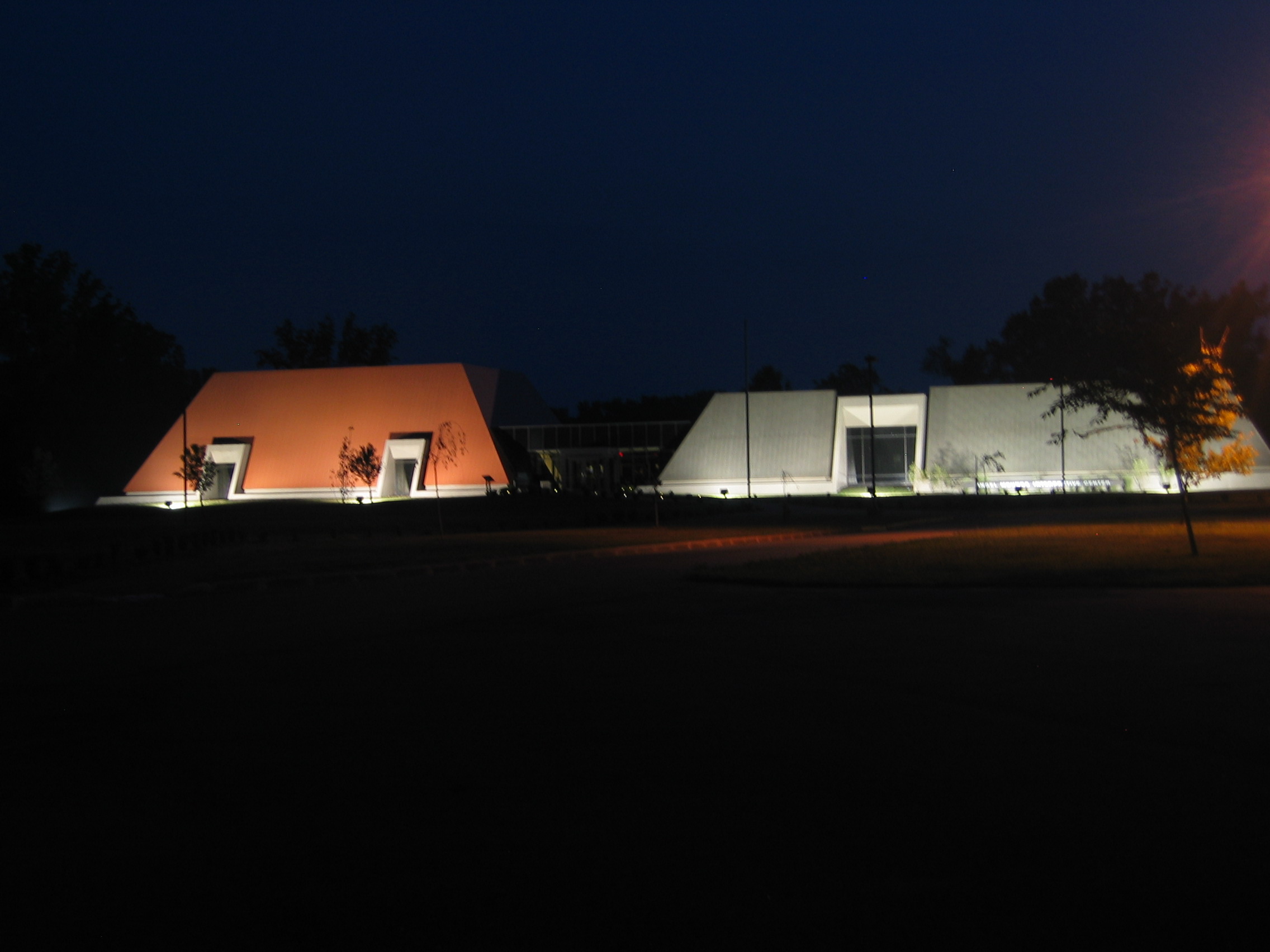 Angel Mounds vistor center at night