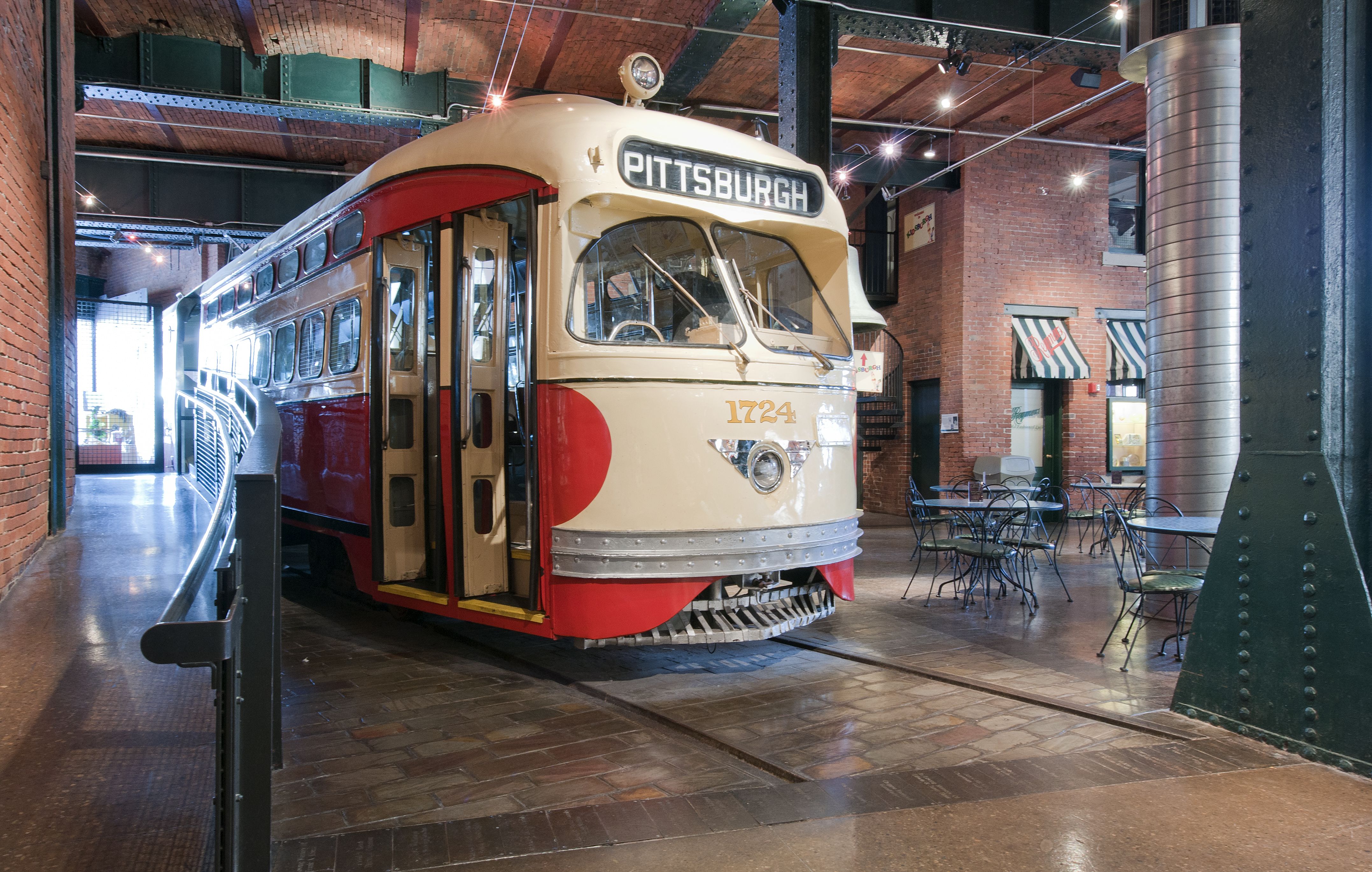 The iconic Pittsburgh trolley in the History Center's Great Hall. 