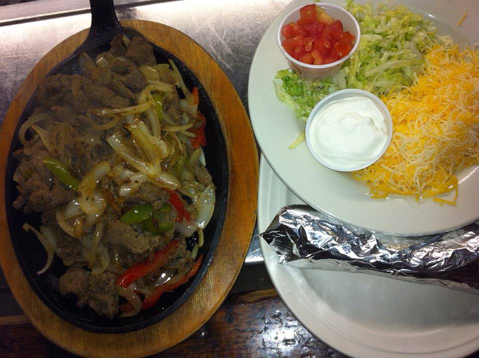 Sizzling fajitas made with steak, chicken or shrimp.
