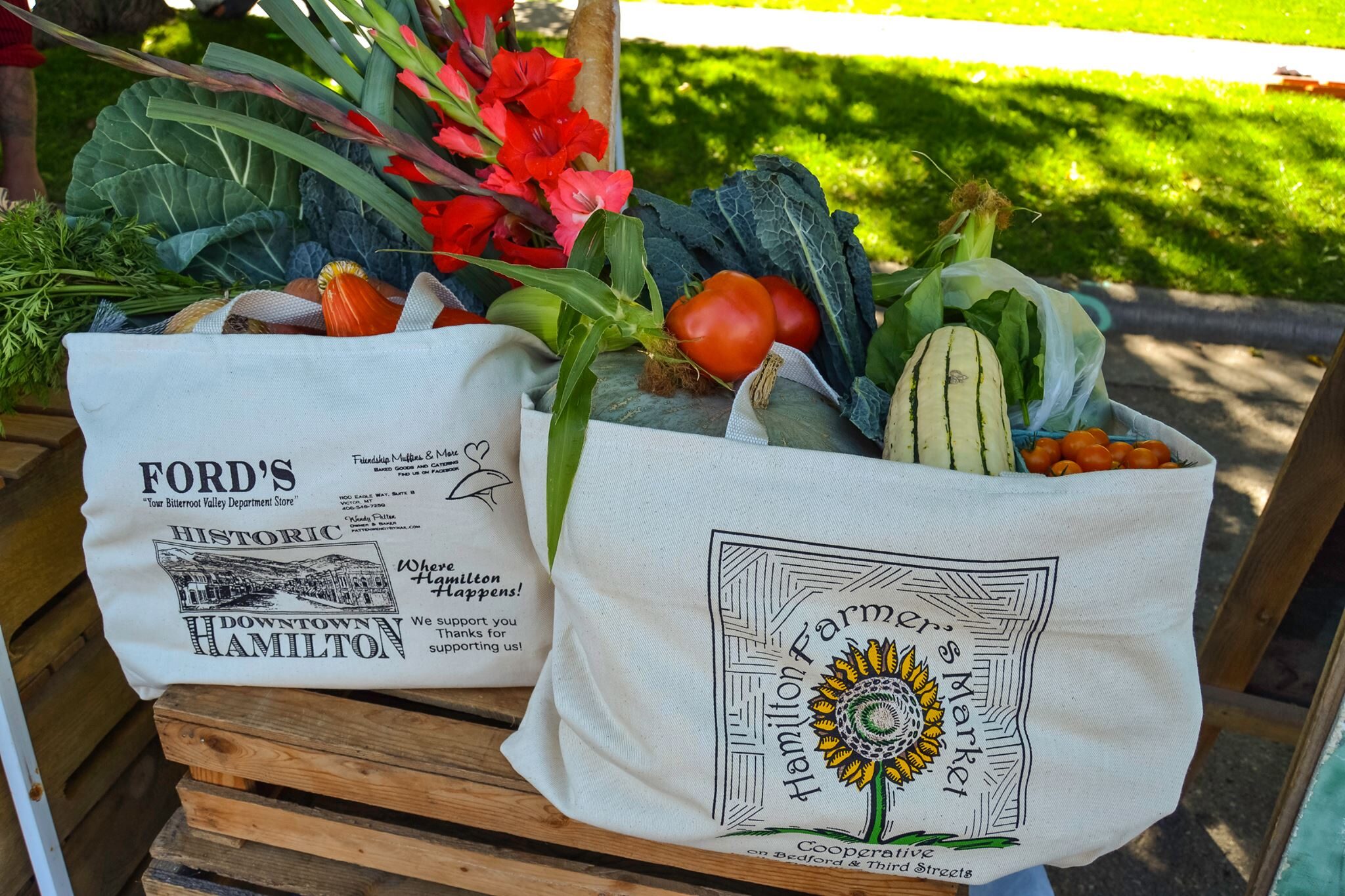 resuable bags loaded with produce