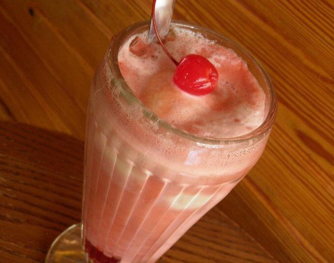A cherry ice cream soda from Sara's Ice Cream along the Lewis and Clark Historic Trail