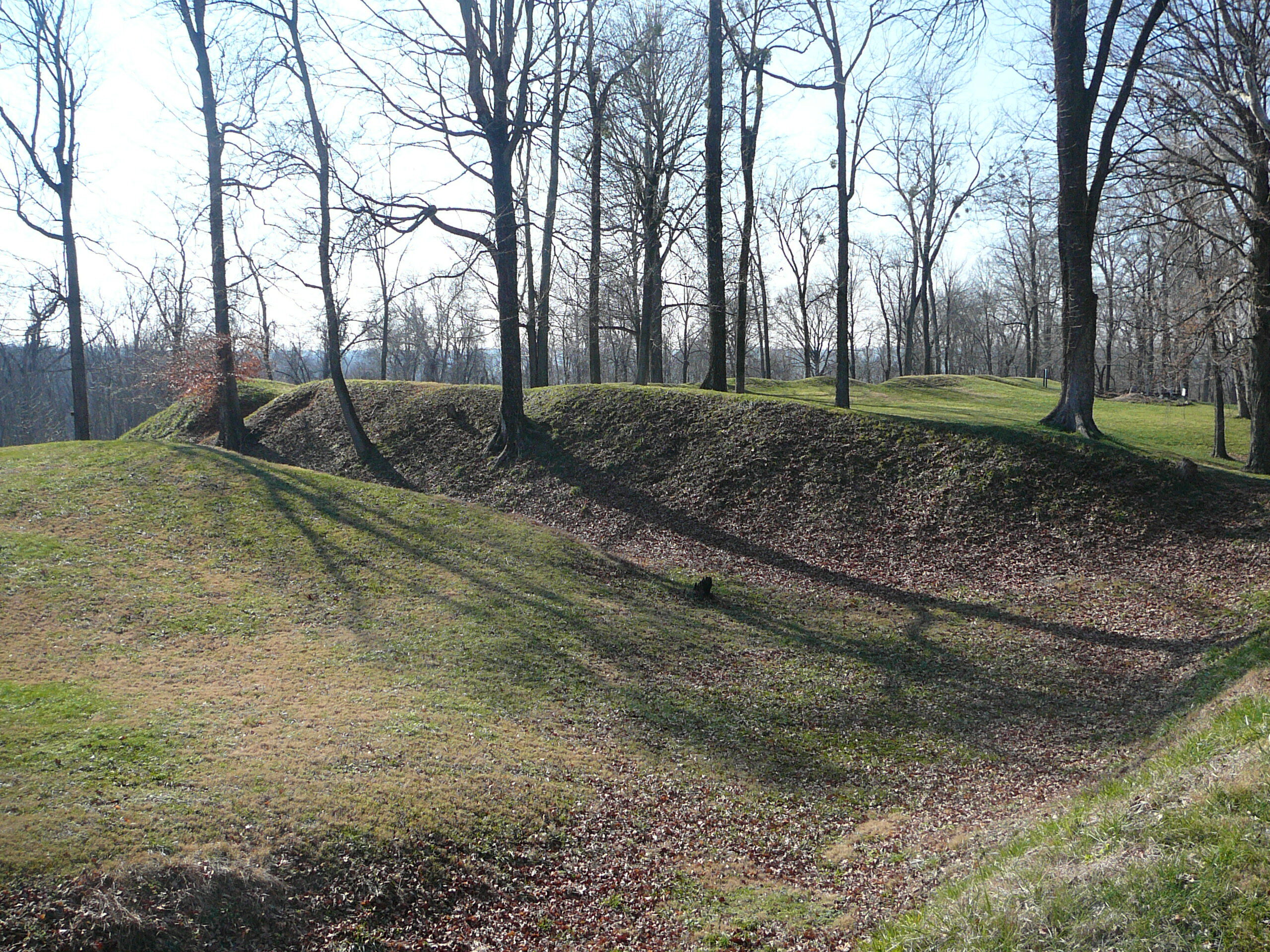 Wall and trench, Civil War U.S. Fort Duffield, West Point, Kentucky