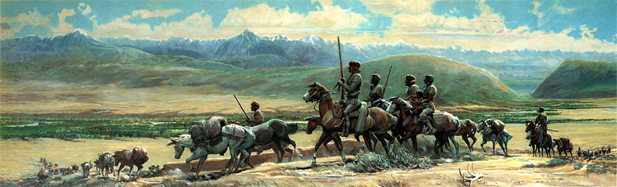 Captain Clark Reaches the Roche Jaune by J. K. Ralston (present Livingston, MT)