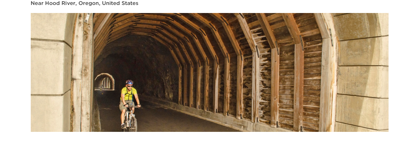 Biking the tunnel at Historic Columbia River Highway State Trail