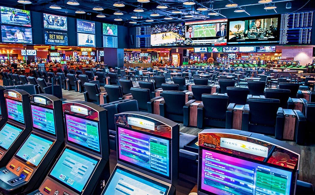 The sports book at Rivers Casino along the Lewis and Clark Historic Trail