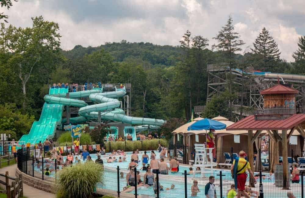 Water slides and swimming pool at Idlewild and Soak Zone along the Lewis and Clark Historic Trail