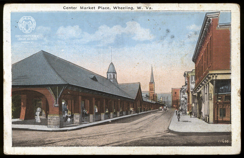 Postcard from early 20th century depicting the Centre Market along the Lewis and Clark Historic Trail