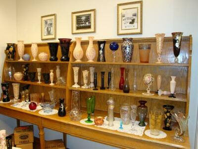 Glassware on shelves