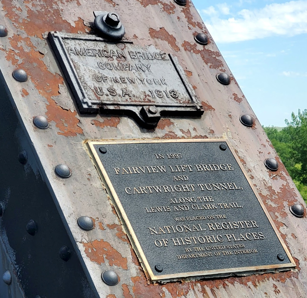 "In 1997 Fairview Lift Bridge and Cartwright Tunnel, along the Lewis and Clark Trail, was placed on the National Register of Historic Places"